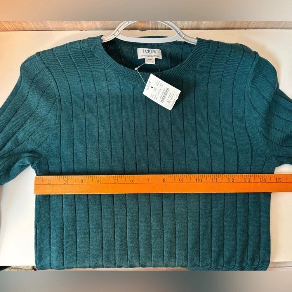 J. Crew Teal Ribbed Merino Wool Sweater